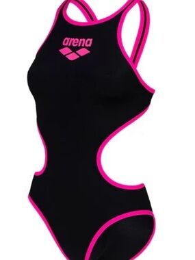 Arena Women's Black One-Piece Swimsuit with Hot Pink Trim